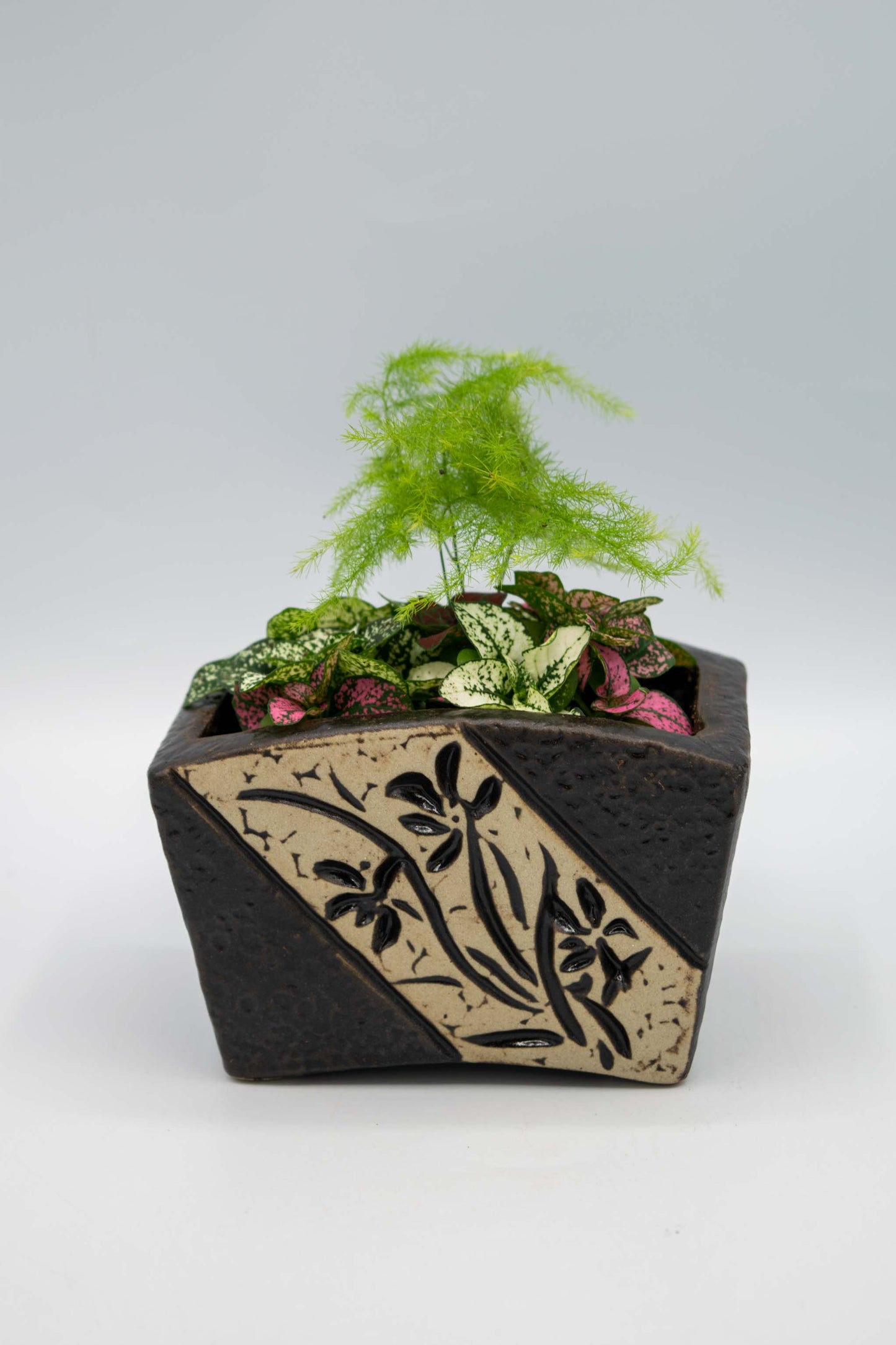 Ceramic Rectangle Orchid Floral Planter