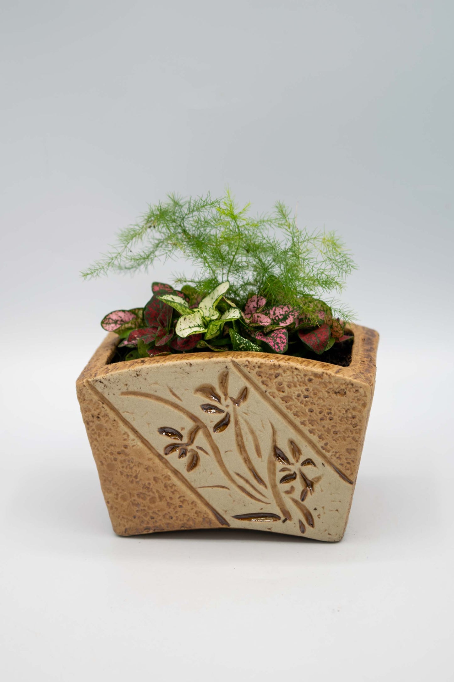 Ceramic Rectangle Orchid Floral Planter