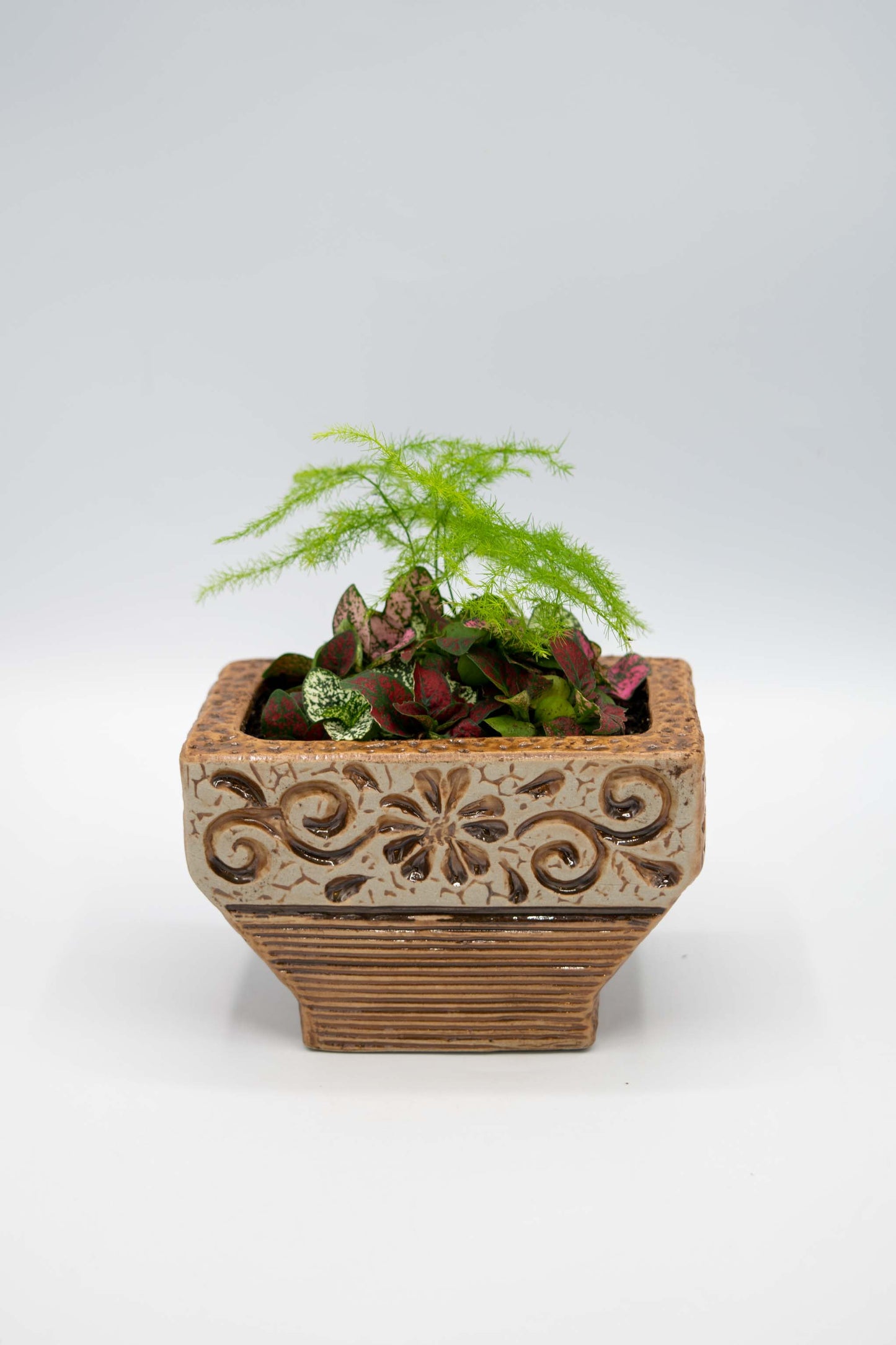 Ceramic Rectangle Foral Planter