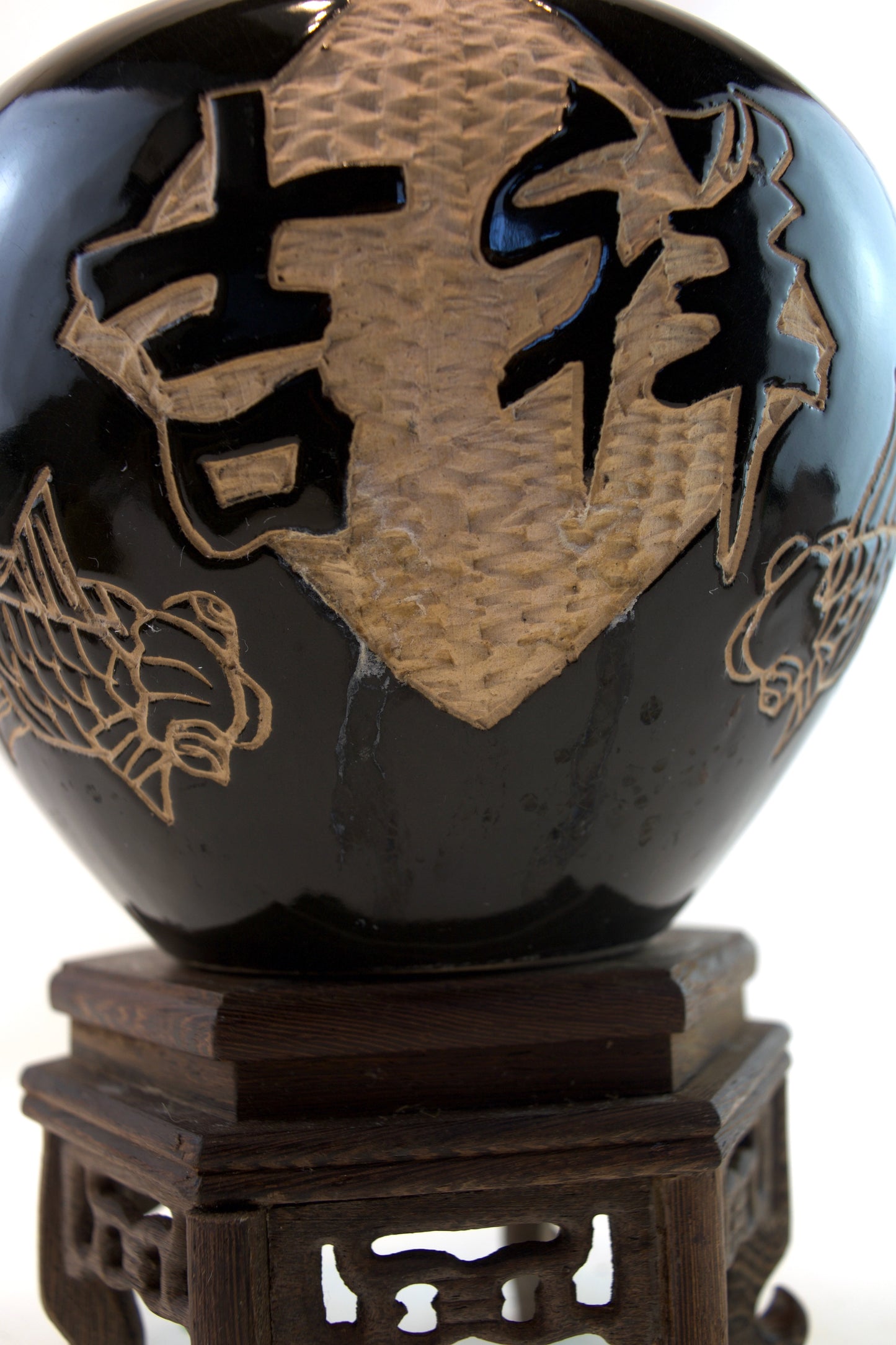 Black Chinese Pot – 7" B-Grade Ceramic Planter