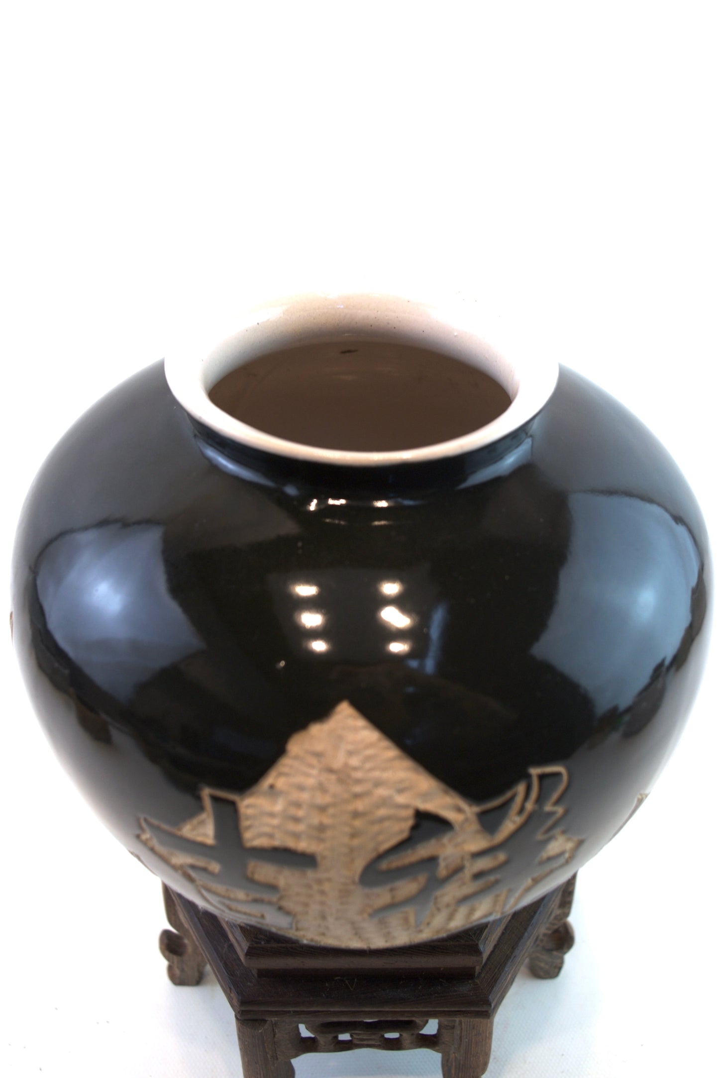 Black Chinese Pot – 7" B-Grade Ceramic Planter