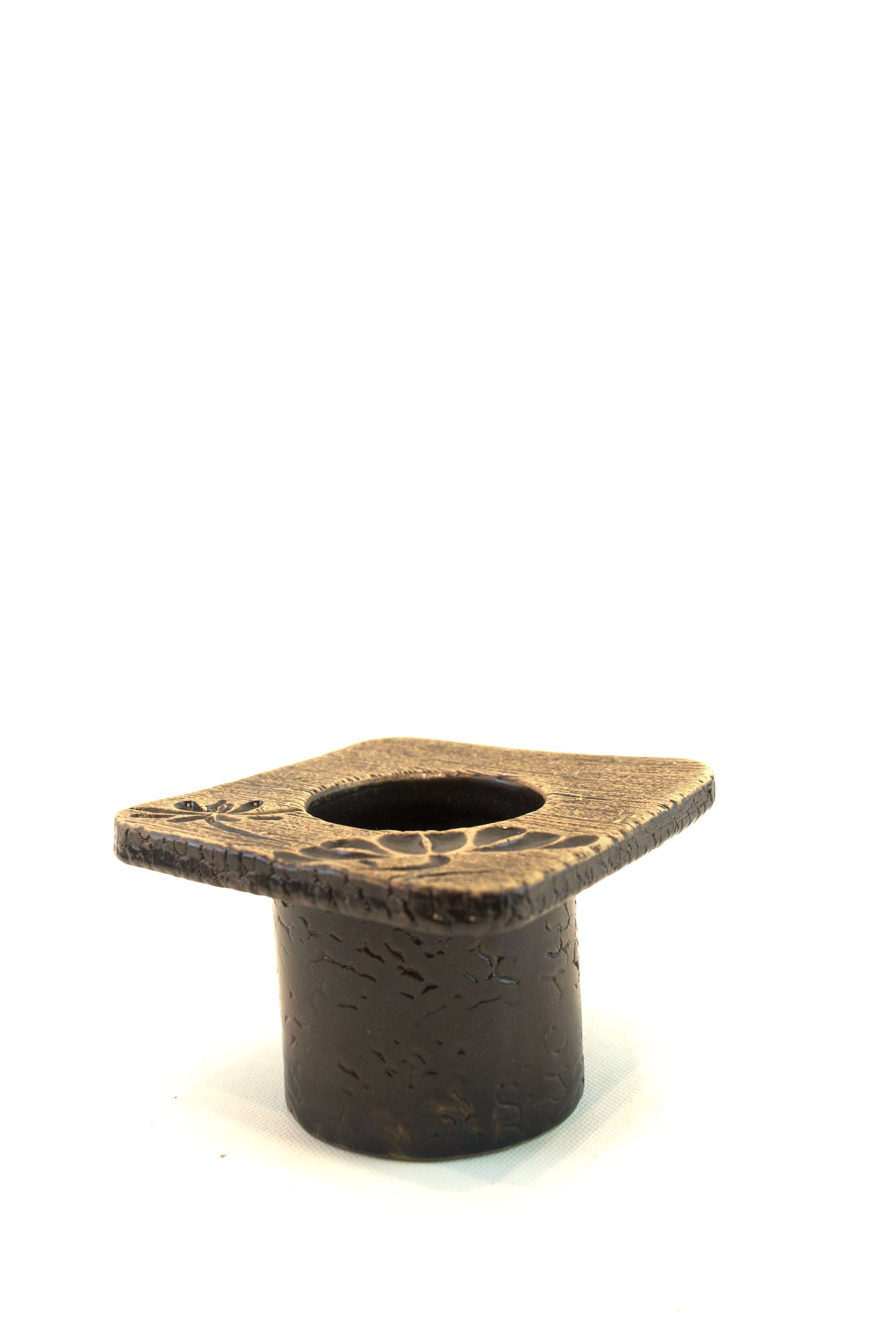 Handmade Ceramic Planter: Lotus & Dragonfly Design - 4.5" Round Pot