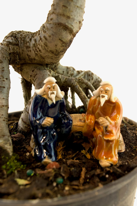 Handmade Mudmen Figurine Duo, Zen Garden Decor