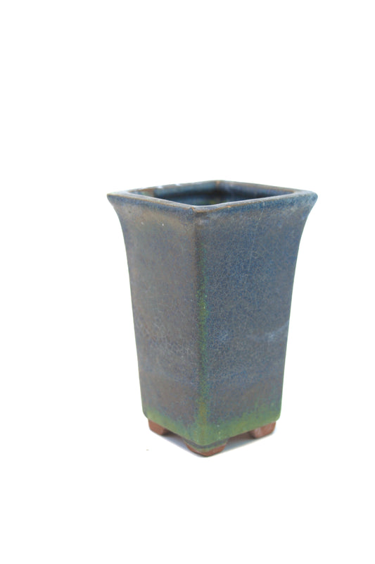 Rustic Ceramic Planter: Sun-Faded Blue-Green Glaze