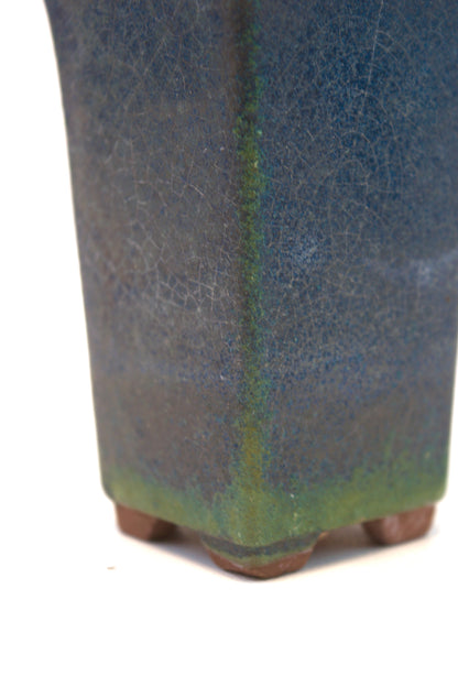 Rustic Ceramic Planter: Sun-Faded Blue-Green Glaze
