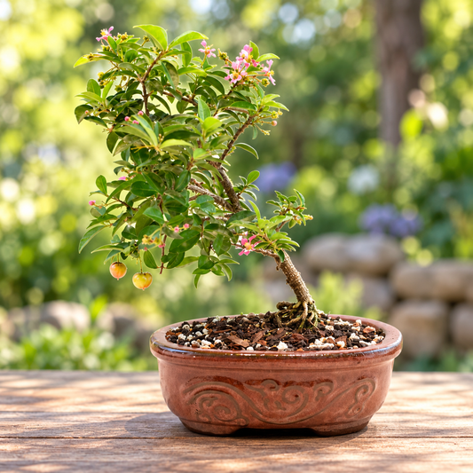 Dwarf Barbados Cherry Bonsai Ceramic 7" Pot - One of a Kind Bonsai