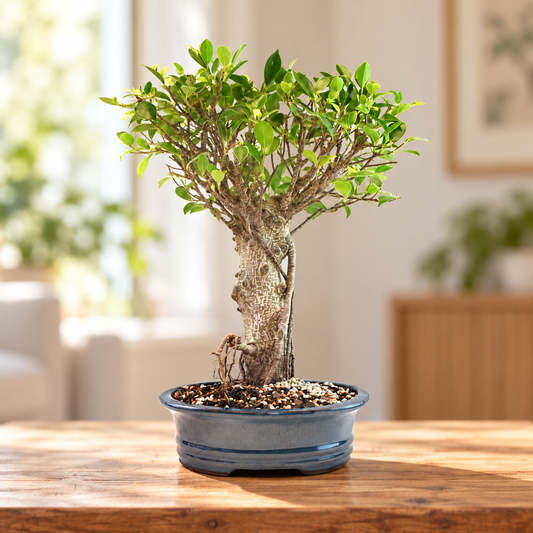 Tiger Bark Ficus Bonsai Ceramic 8" Pot - One of a Kind Bonsai