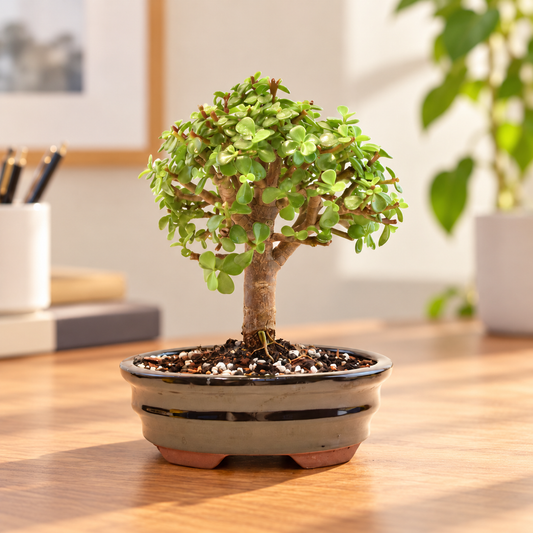 Dwarf Green Jade Ceramic 7.5" Pot - One of a Kind Bonsai