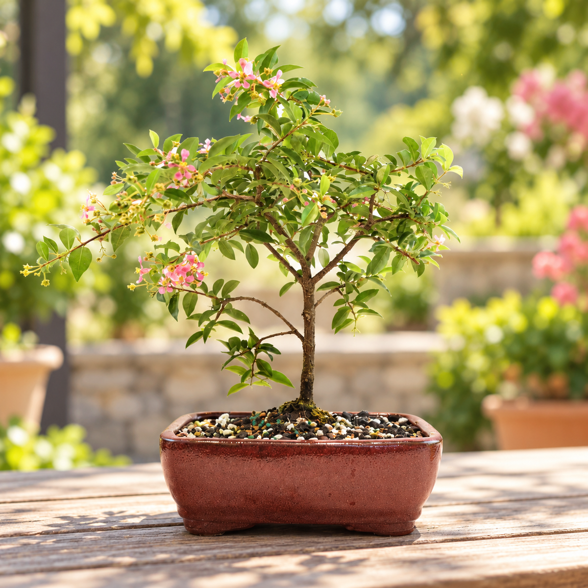 Barbados Cherry Bonsai Ceramic 7" Pot - One of a Kind Bonsai