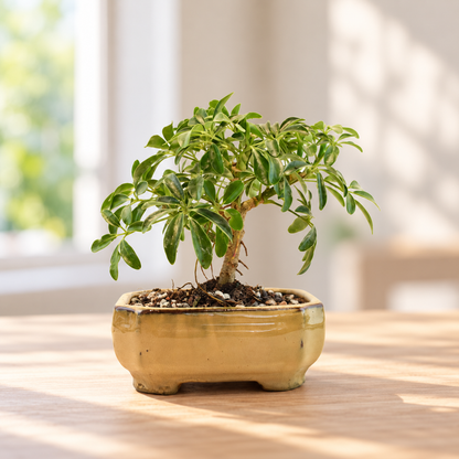 Dwarf Schefflera Bonsai Ceramic 6" Pot - One of a Kind Bonsai