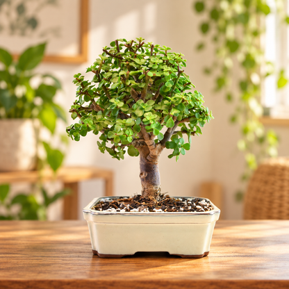 Dwarf Green Jade Ceramic 7.5" Pot - One of a Kind Bonsai