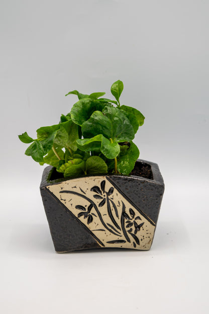 Ceramic Rectangle Orchid Floral Planter