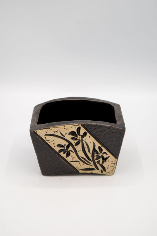 Ceramic Rectangle Orchid Floral Planter