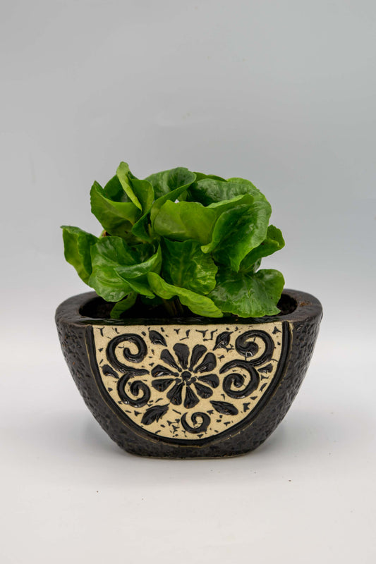 Ceramic Tapered Oval Shaped Floral Planter Small