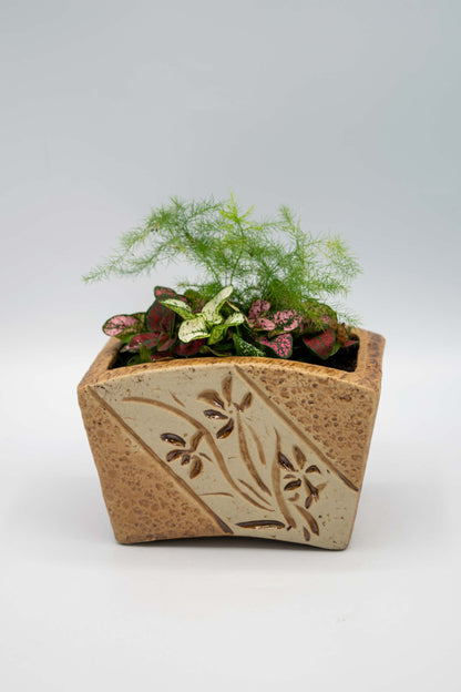 Ceramic Rectangle Orchid Floral Planter