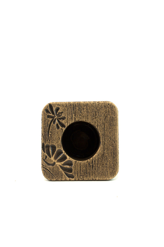Handmade Ceramic Planter: Lotus & Dragonfly Design - 4.5" Round Pot