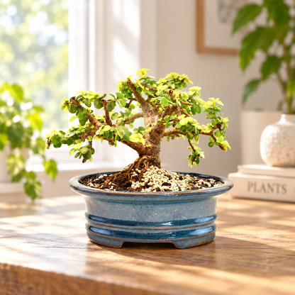 Rare Dwarf Gold Jade Ceramic 7" Pot - One of a Kind Bonsai
