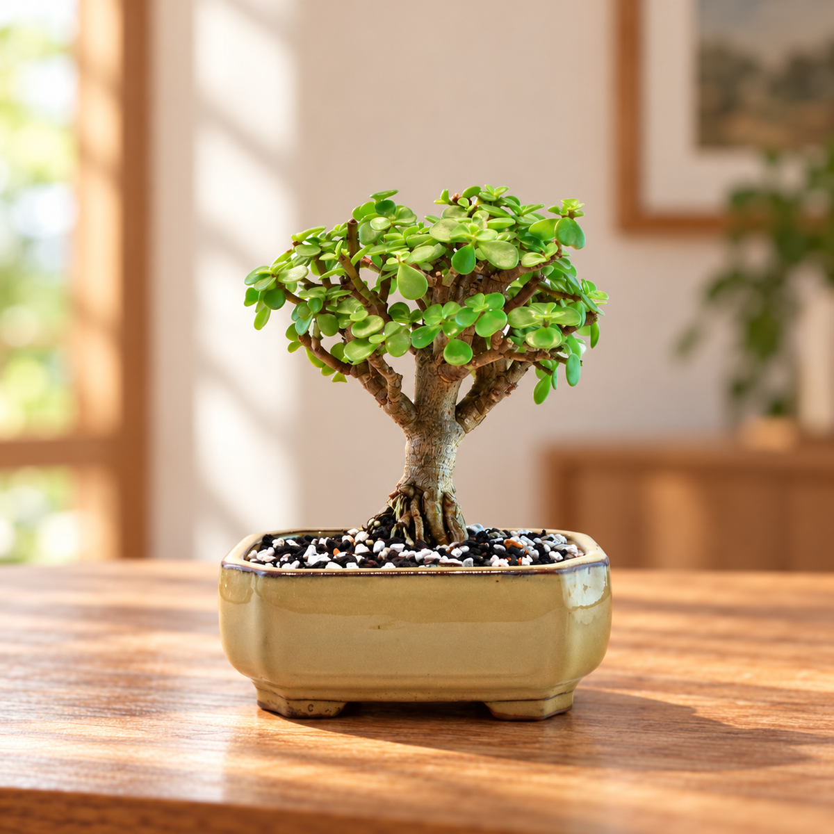 Rare Dwarf Green Jade Ceramic 6" Pot - One of a Kind Bonsai