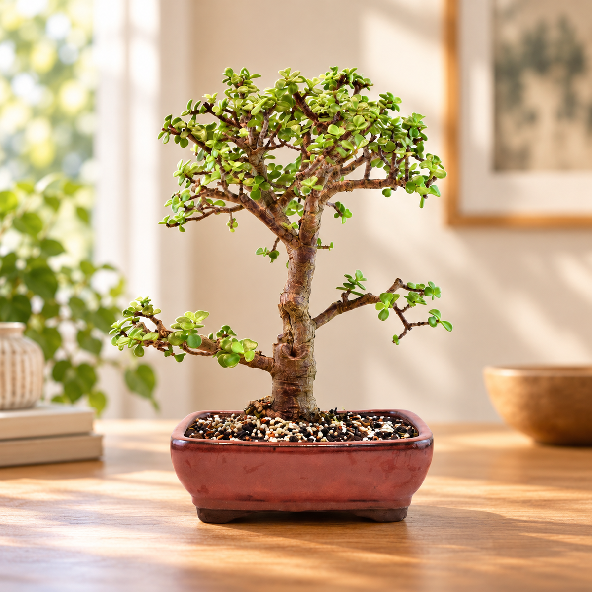 Dwarf Green Jade Ceramic 8" Pot - One of a Kind Bonsai