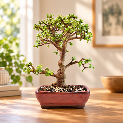 Dwarf Green Jade Ceramic 8" Pot - One of a Kind Bonsai