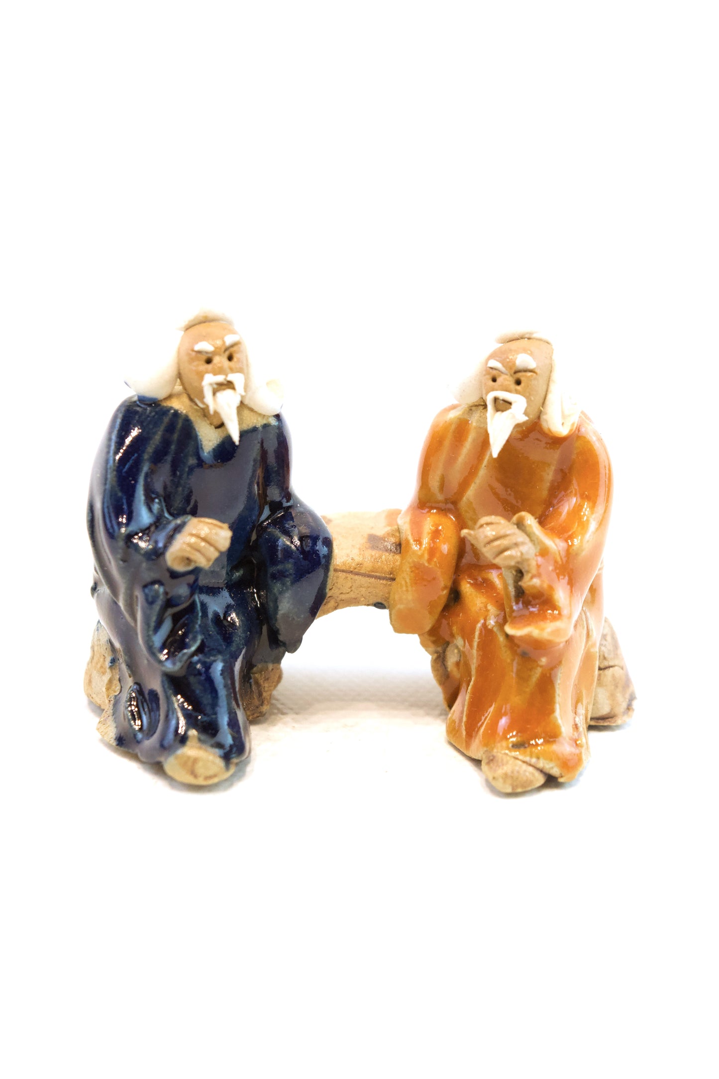 Handmade Mudmen Figurine Duo, Zen Garden Decor