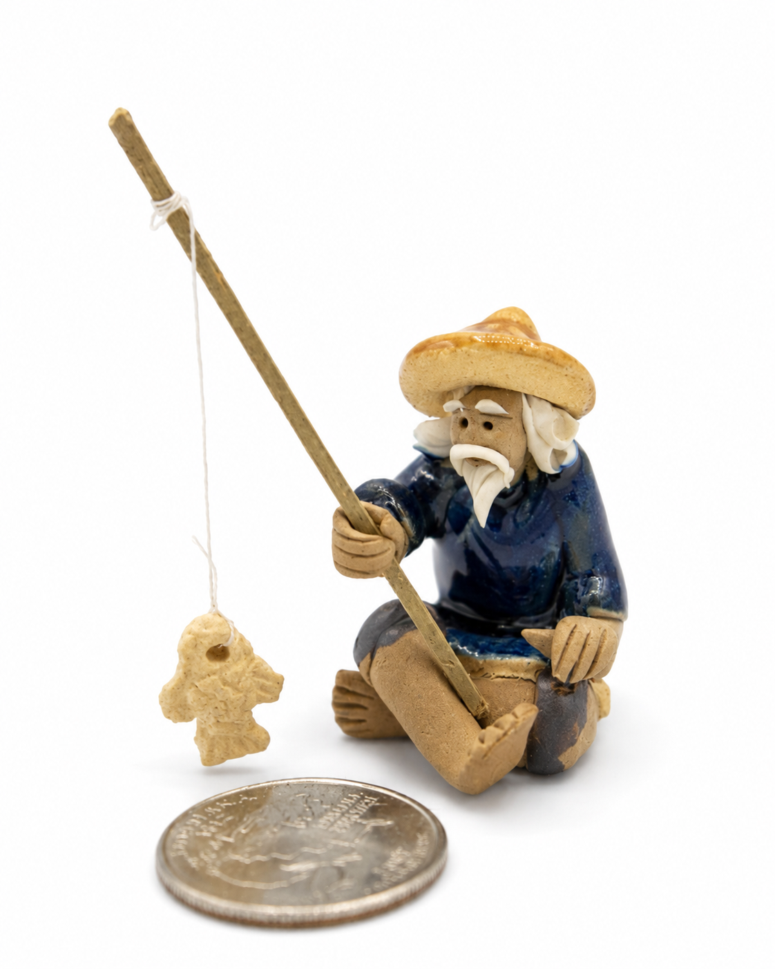 Mini Fisherman Figurine – Bonsai & Fairy Garden Decoration