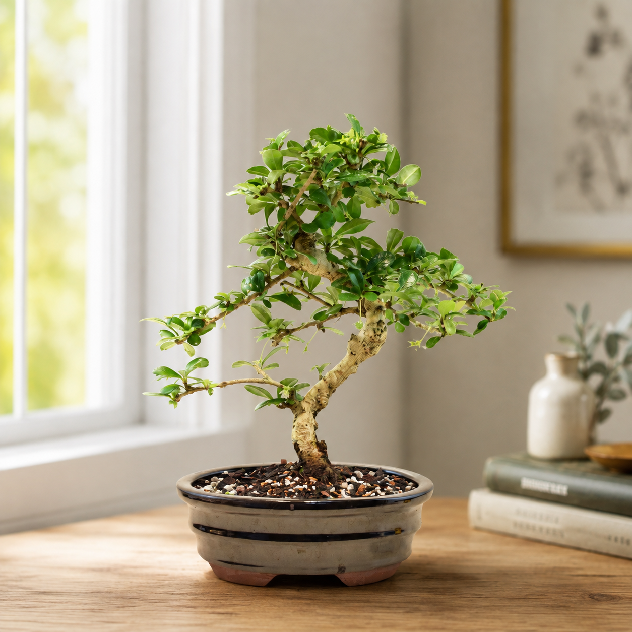 Fukien Tea Bonsai Ceramic 7" Pot - One of a Kind Bonsai