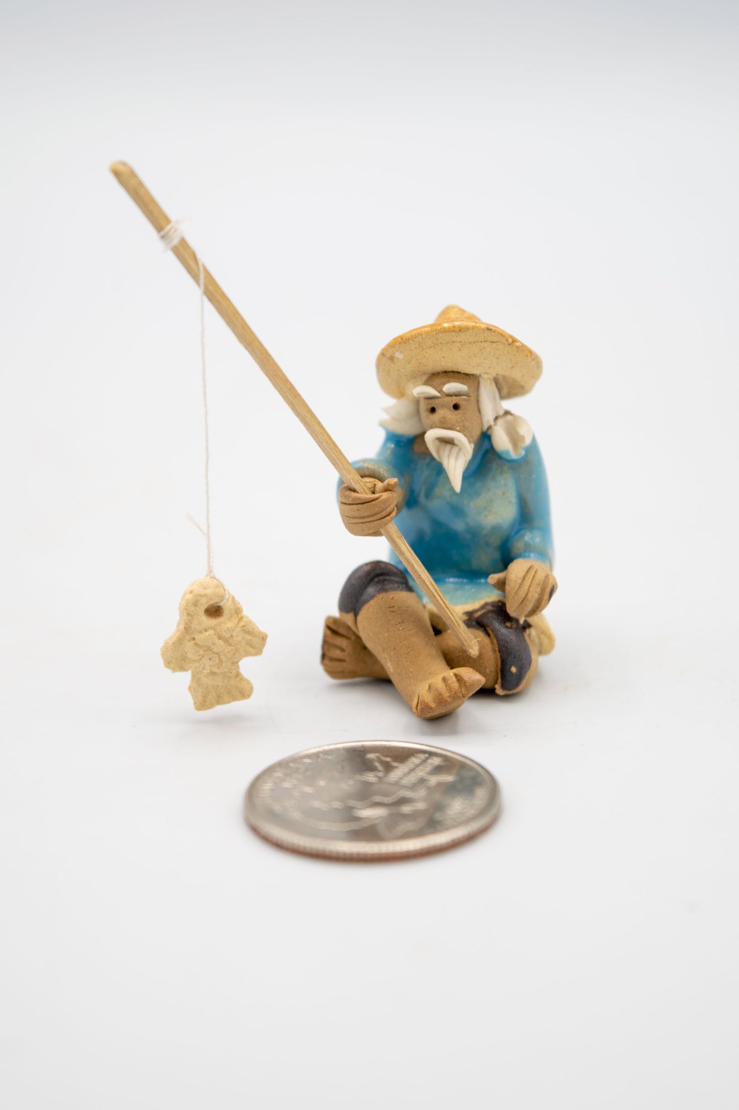 Mini Fisherman Figurine – Bonsai & Fairy Garden Decoration
